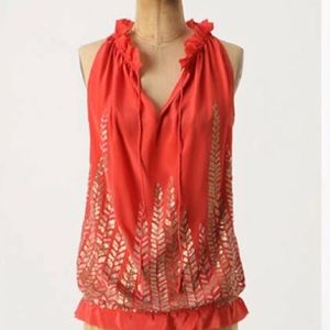 ANTHROPOLOGY 100% Silk Namrata Joshipura Gleaming Vines Top